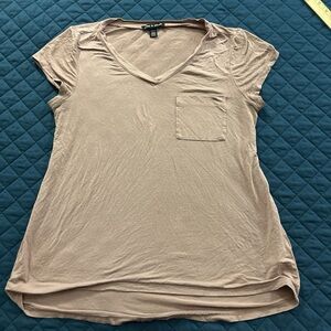 Women's Beige V-Neck Top